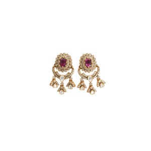 Royal Ruby and Polki Diamond Chandbali Earrings