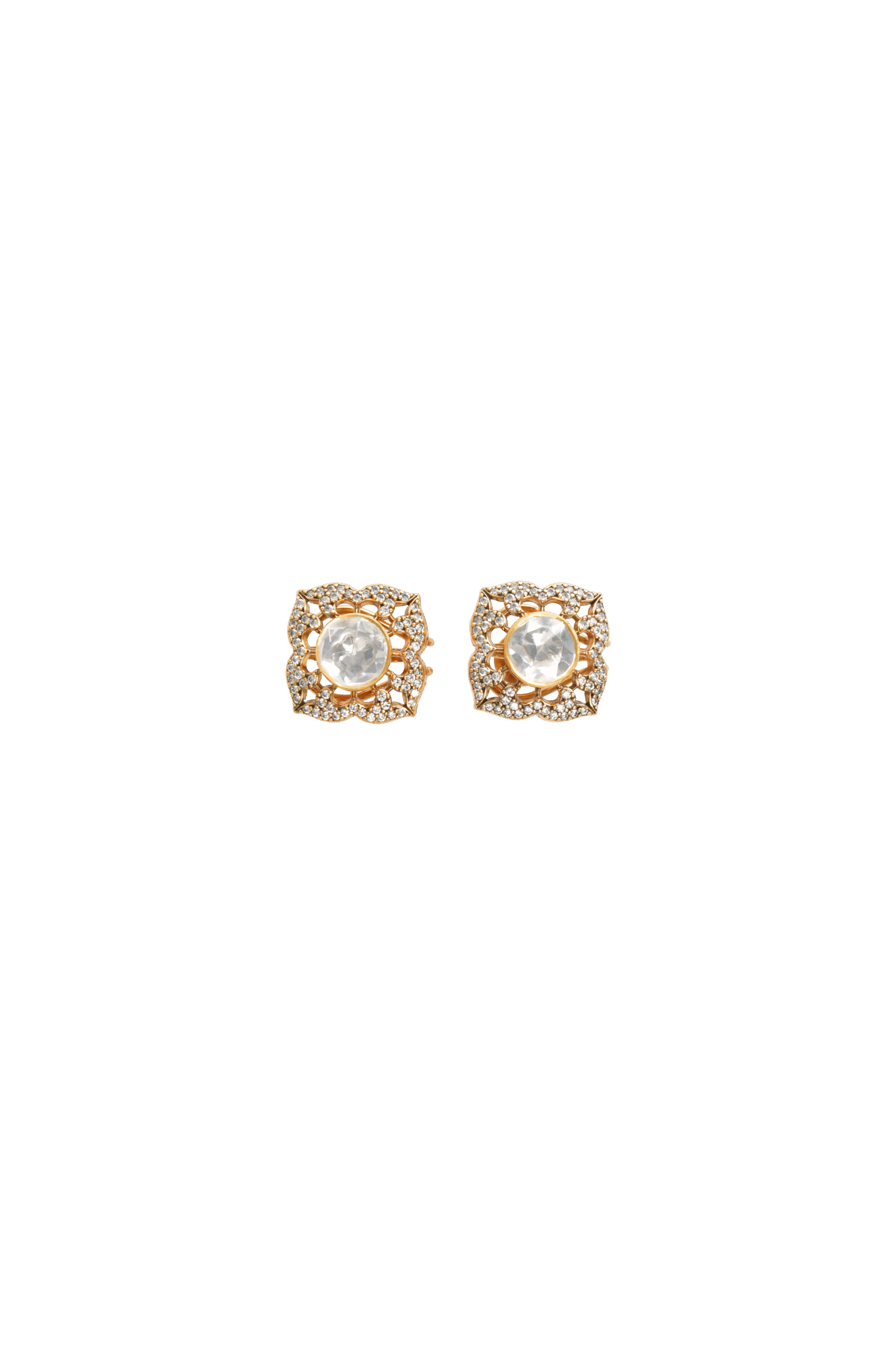 Filigree Mozonite Crystal Stud Earrings
