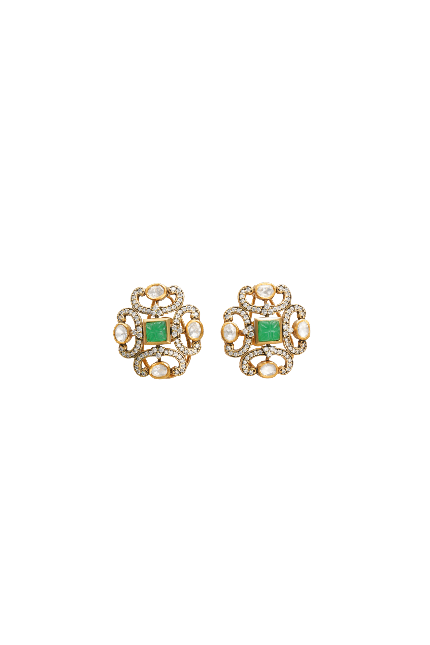 Secret Garden Emerald & Pearl Studs