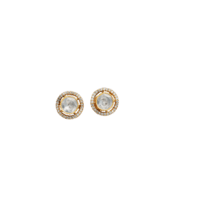 Round Mozonite Halo Stud Earrings