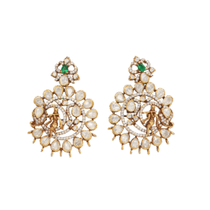 Emerald Accent Mozonite Bloom Earrings