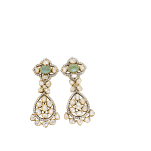 Emerald & Polki Teardrop Earrings