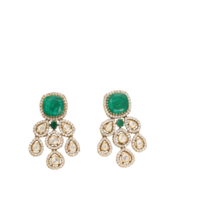 Emerald & Polki Chandelier Earrings