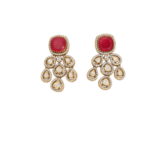 Regal Ruby & Polki Statement Earrings