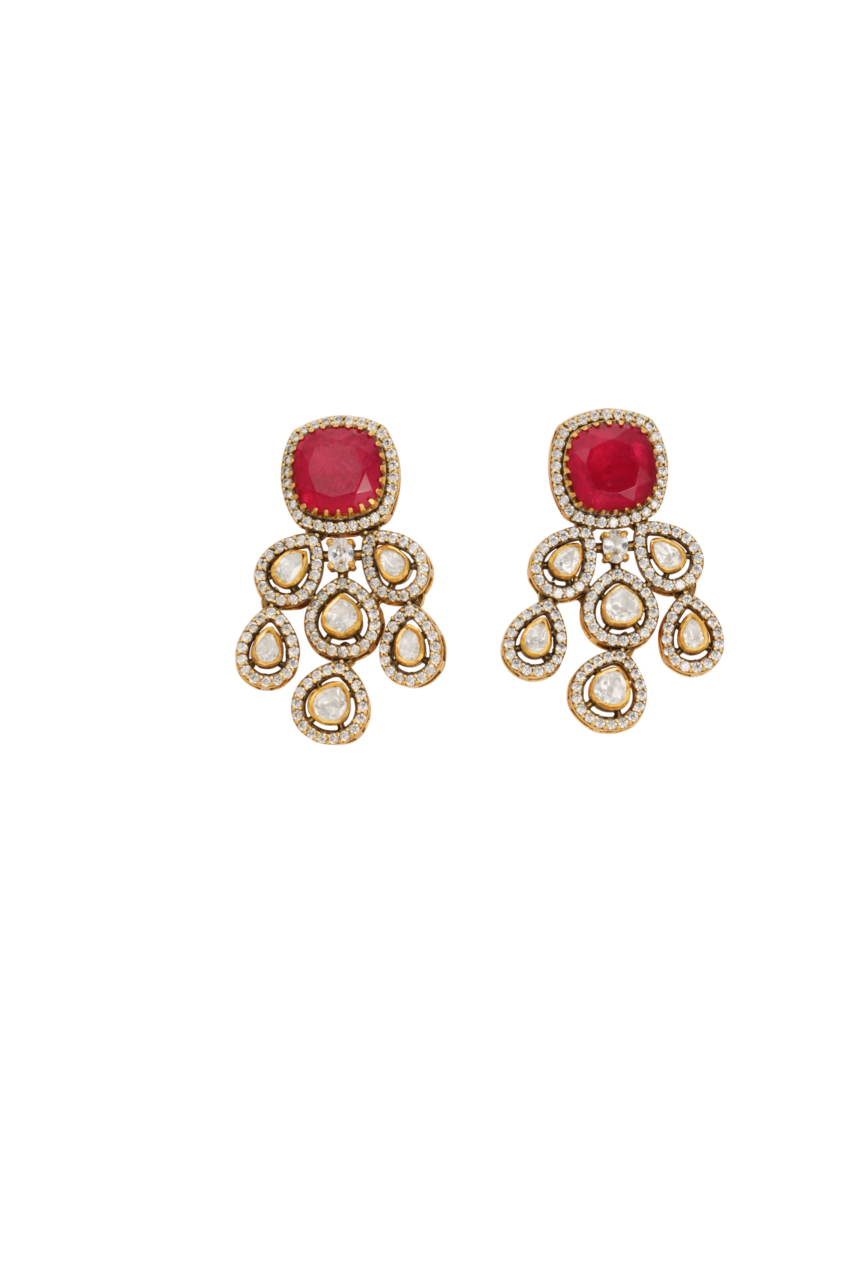 Regal Ruby & Polki Statement Earrings