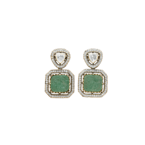 Emerald & Triangular Mozonite Drop Earrings