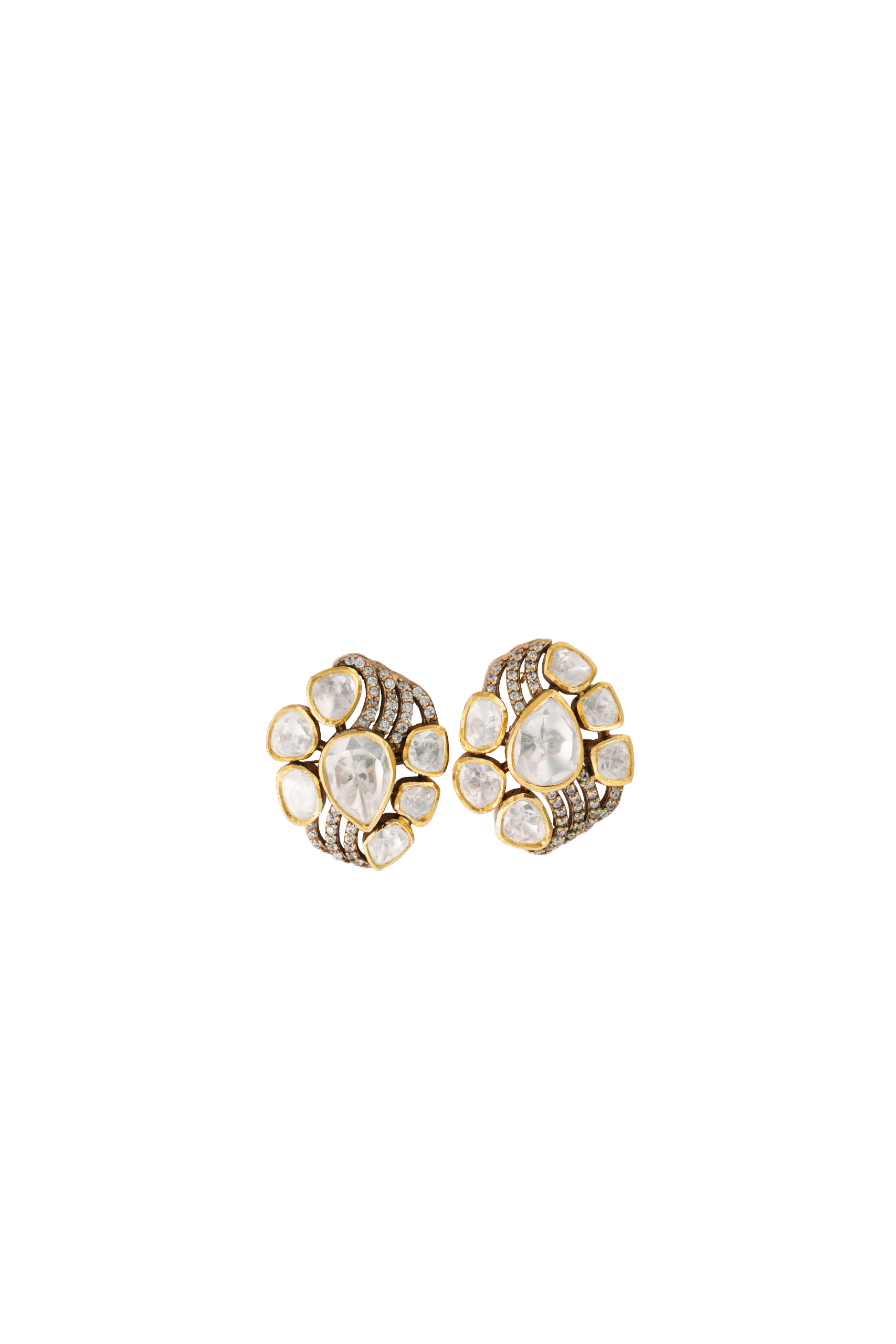 Ornate Polki Diamond Bloom Earrings