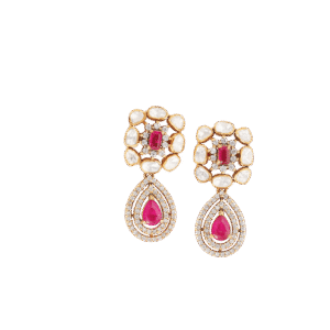 Teardrop Ruby & Mozonite Earrings