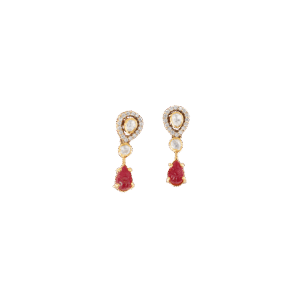 Ruby & Mozonite Linear Drop Earrings