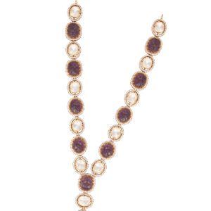 Radiant Ruby & Pearl Art Link Necklace