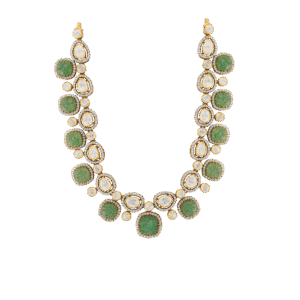 Emerald & Mozonite Link Necklace