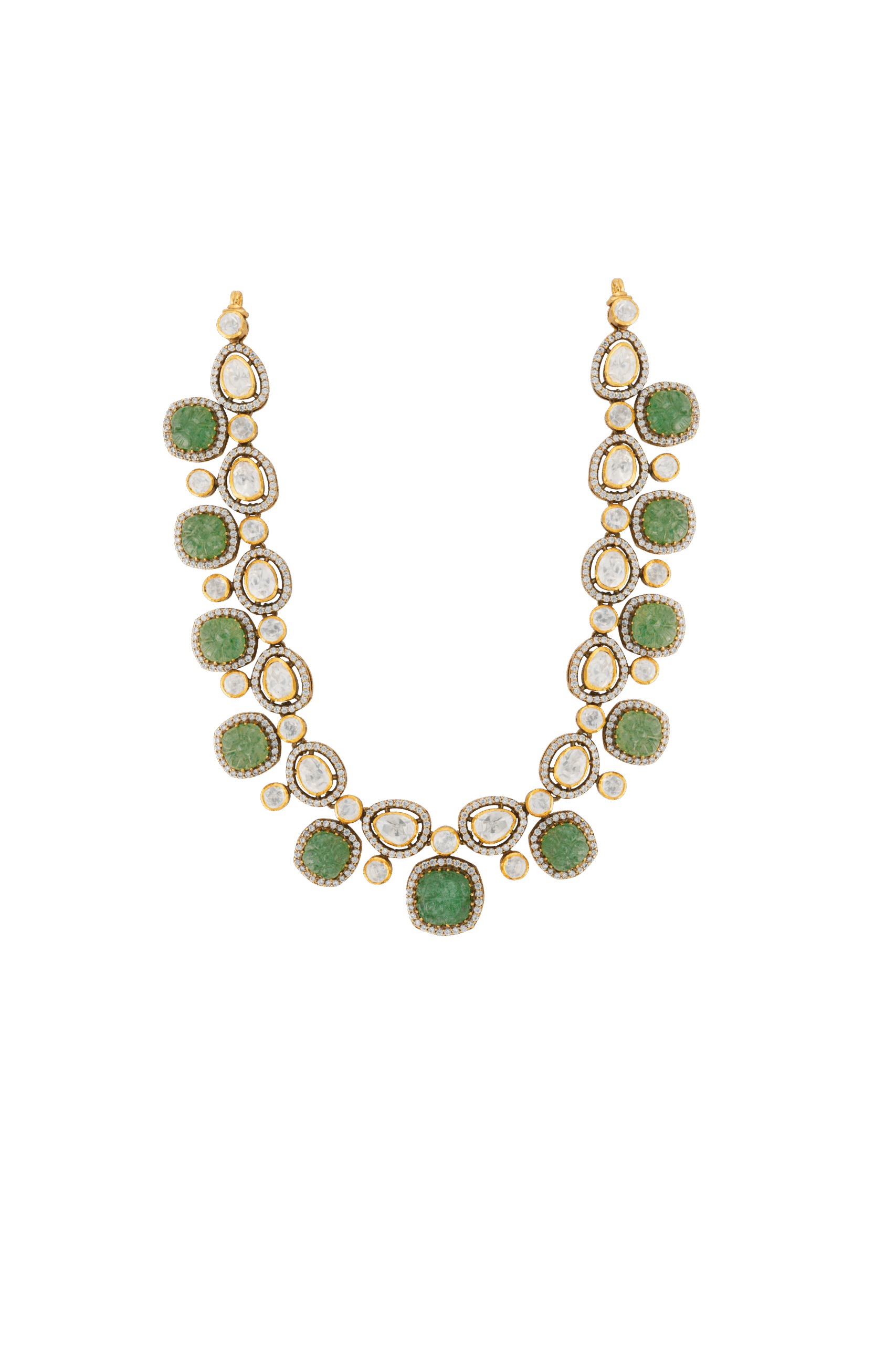 Emerald & Mozonite Link Necklace