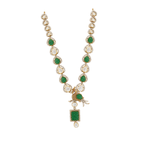 Emerald Mozonite Peacock Necklace