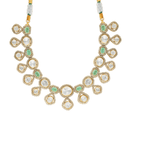 Mozonite & Emerald Polki Necklace