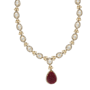 Ruby & Mozonite Contrast Link Necklace