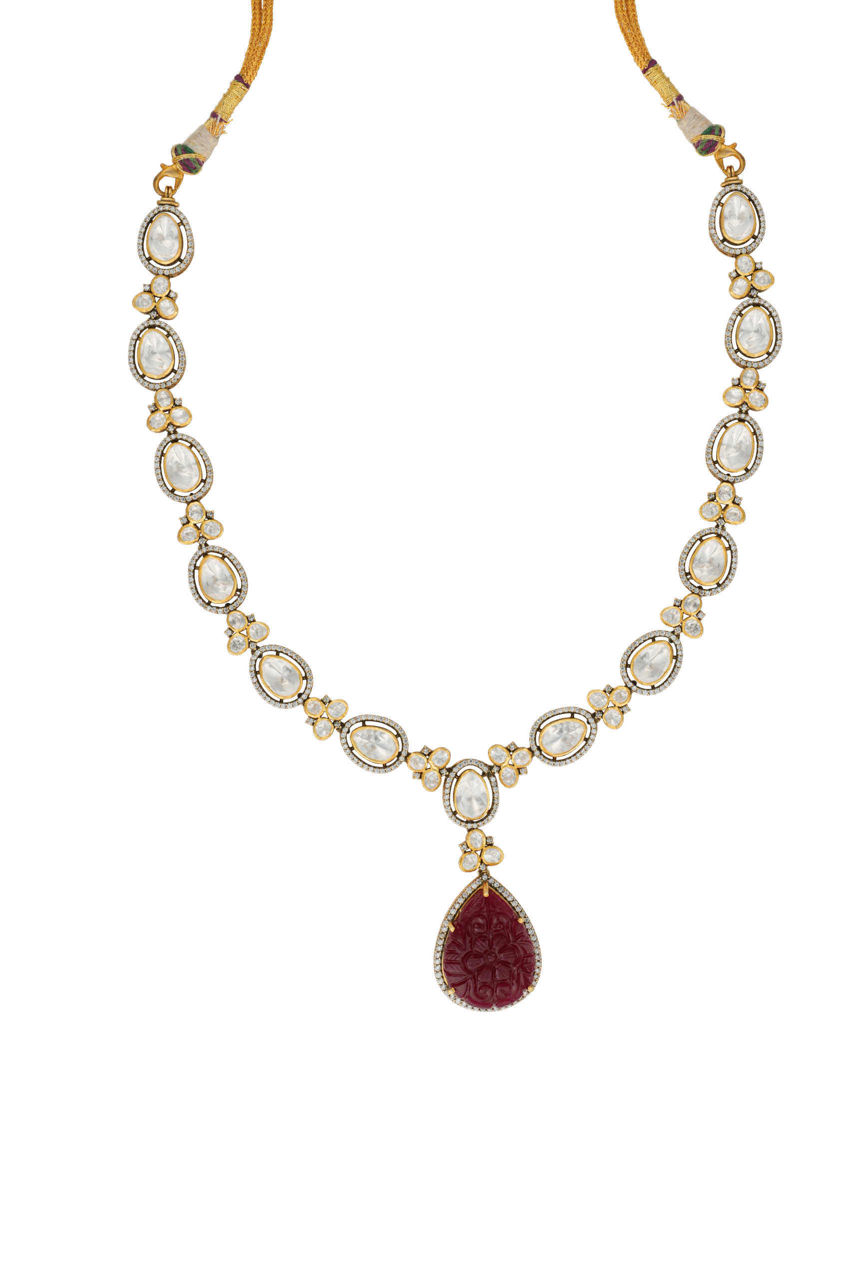 Ruby & Mozonite Contrast Link Necklace