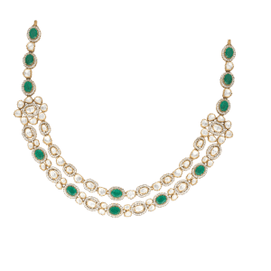 Emerald Accent Layered Moissanite Necklace