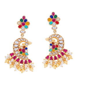 Mayura Gemstone Chand Earrings