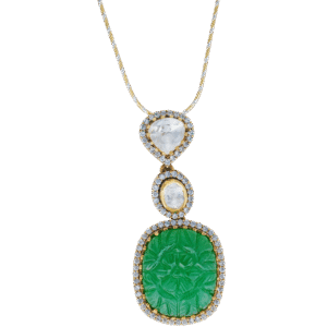 Carved Emerald Mozonite Pendant
