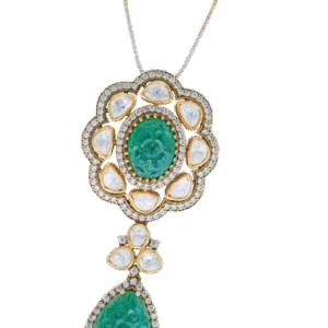 Delicate Carved Emerald & Lumina Necklace