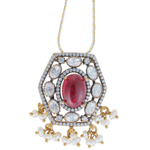 Regal Ruby & Polki Pearl Pendant