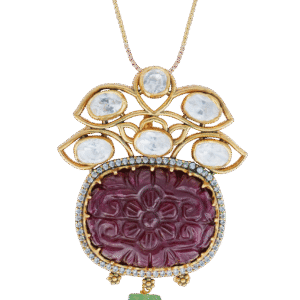 Kundan Carved Ruby & Emerald Necklace