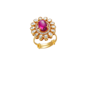 Rose Petal Pink Stone Gold-Plated Ring
