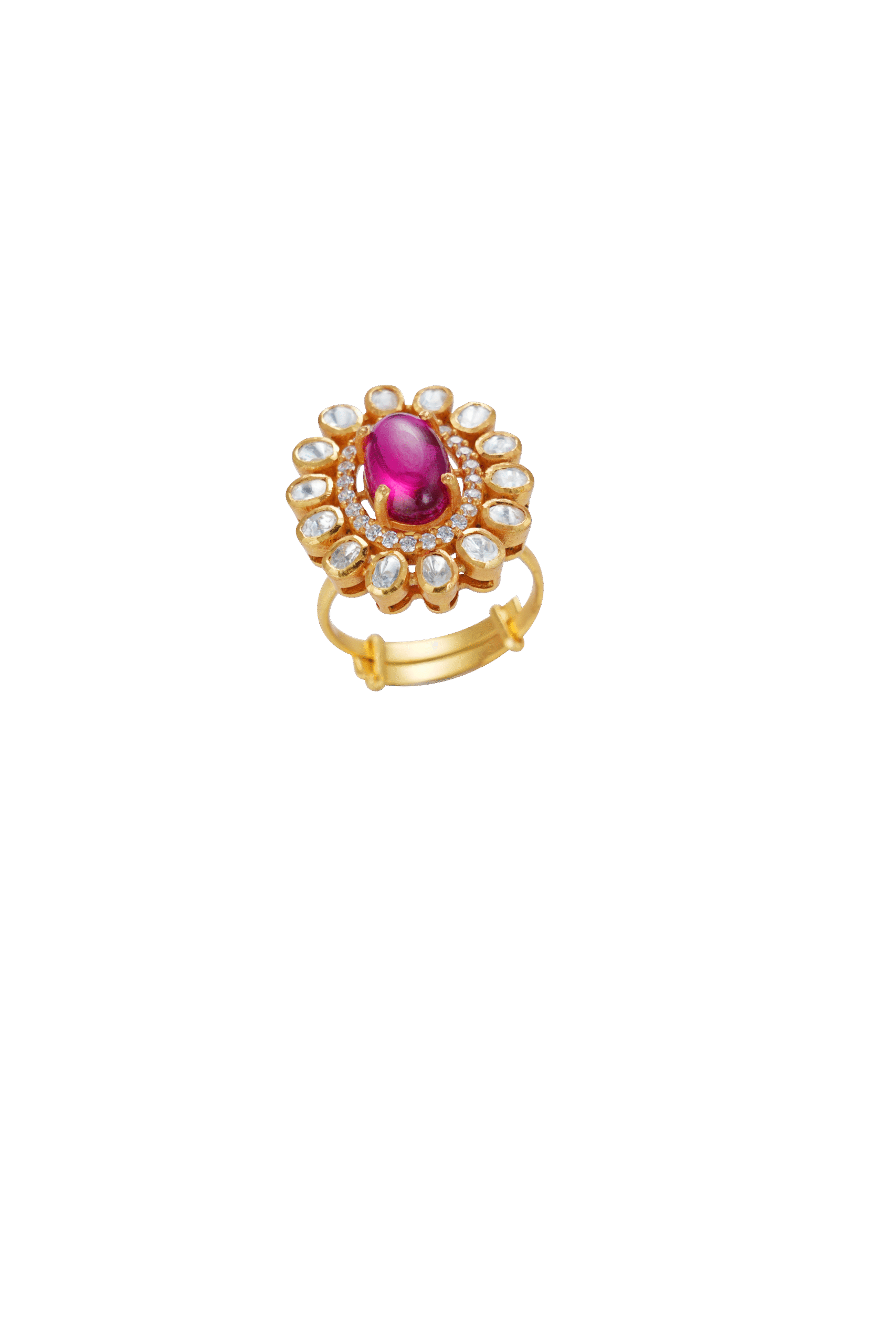 Rose Petal Pink Stone Gold-Plated Ring