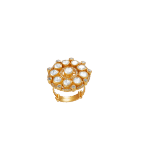 Gold-Plated Polki Bloom Adjustable Ring