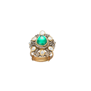 Indra's Eye Emerald Starburst Gold-Plated Ring