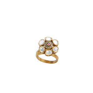 Ruby Heart Mozonite Blossom Ring
