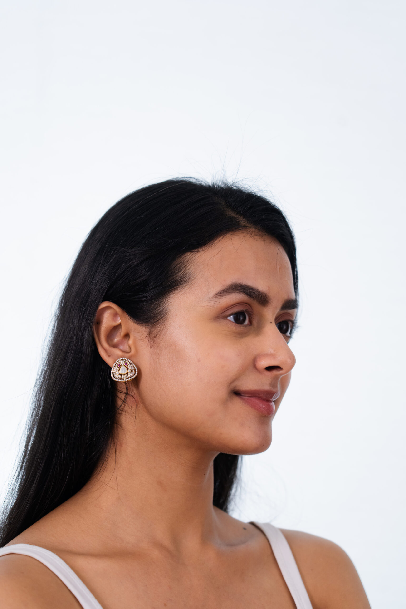 Pear Mozonite with Ruby Accent Studs - Image 2