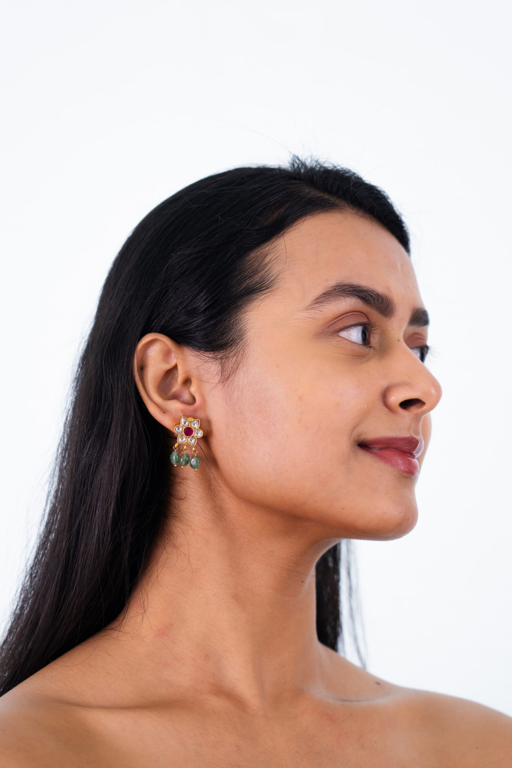 Modern Kundan Gemstone Studs - Image 3