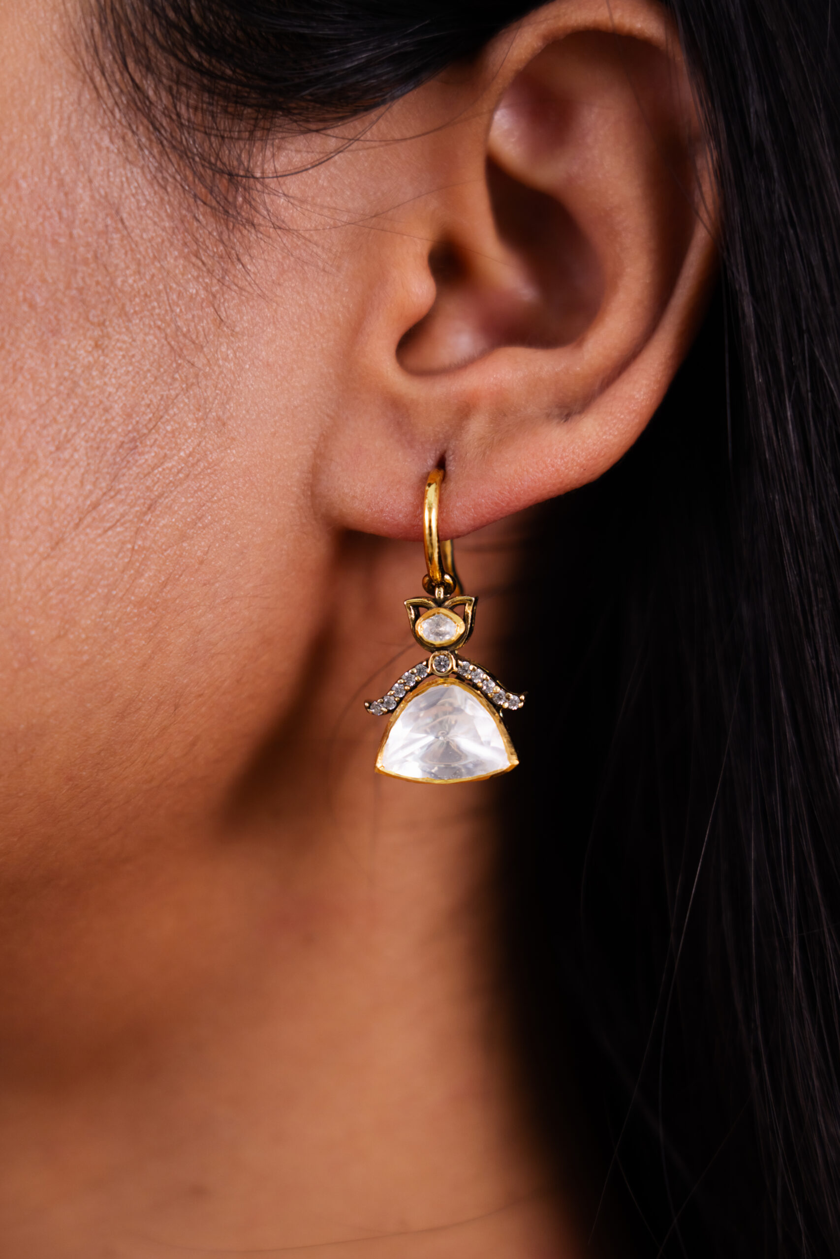 Solitaire Pear Mozonite Studs - Image 3
