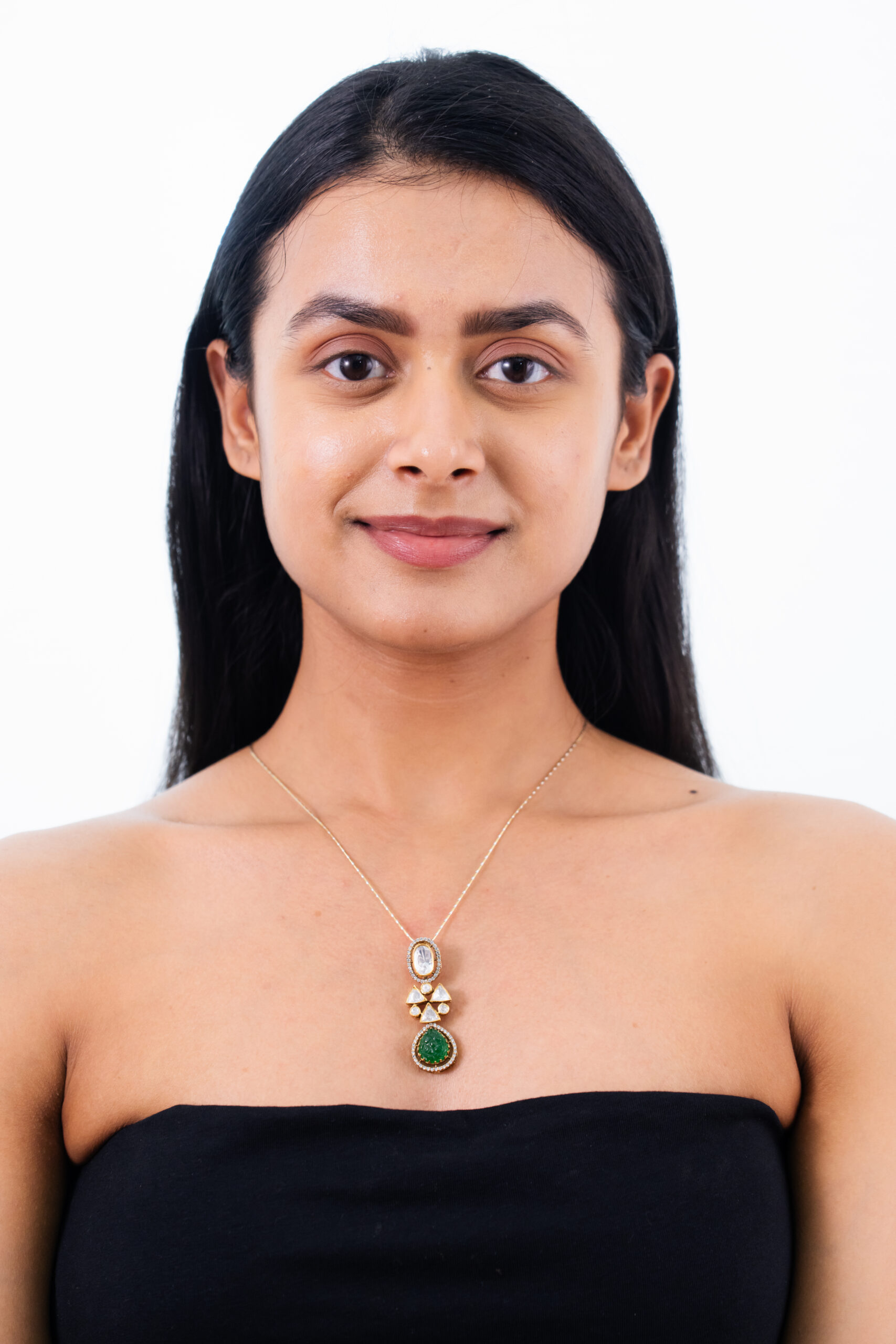 Emerald - Polki Diamond Pendant - Image 3