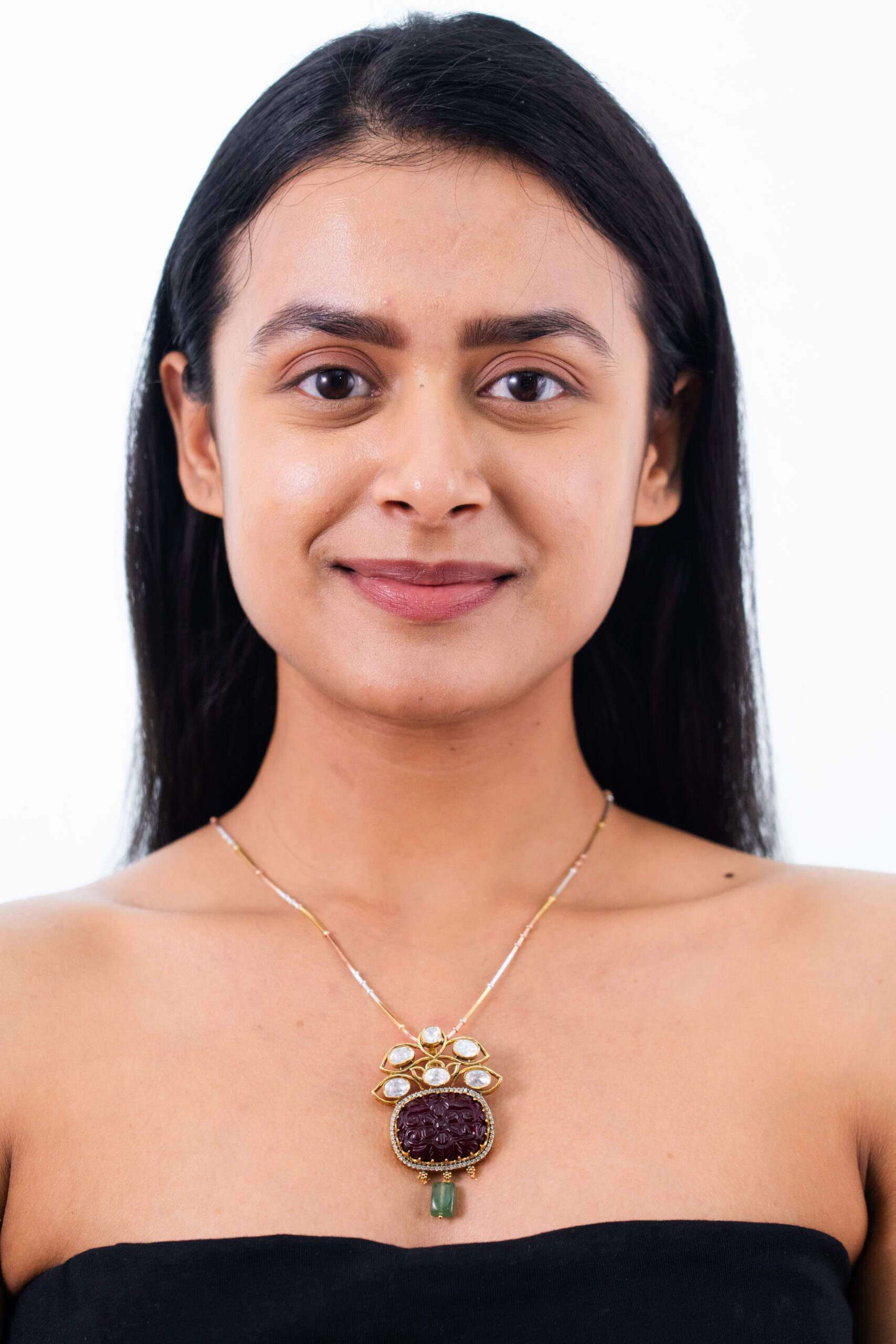 Kundan Carved Ruby & Emerald Necklace - Image 2