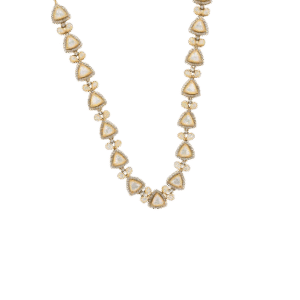 Triangular Mozonite & Pearl Strand Necklace