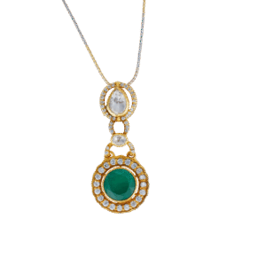 Emerald & Polki Diamond Pendant