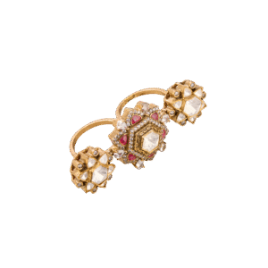 Heritage Silver Cocktail Ring with White Moissanite, CZ & Pink Accents