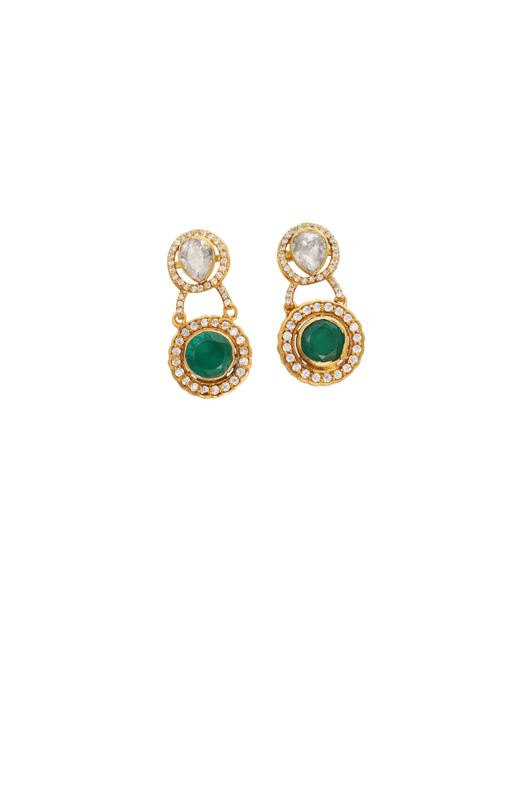 Emerald-Green Moissanite Drop Earrings in 925 Silver