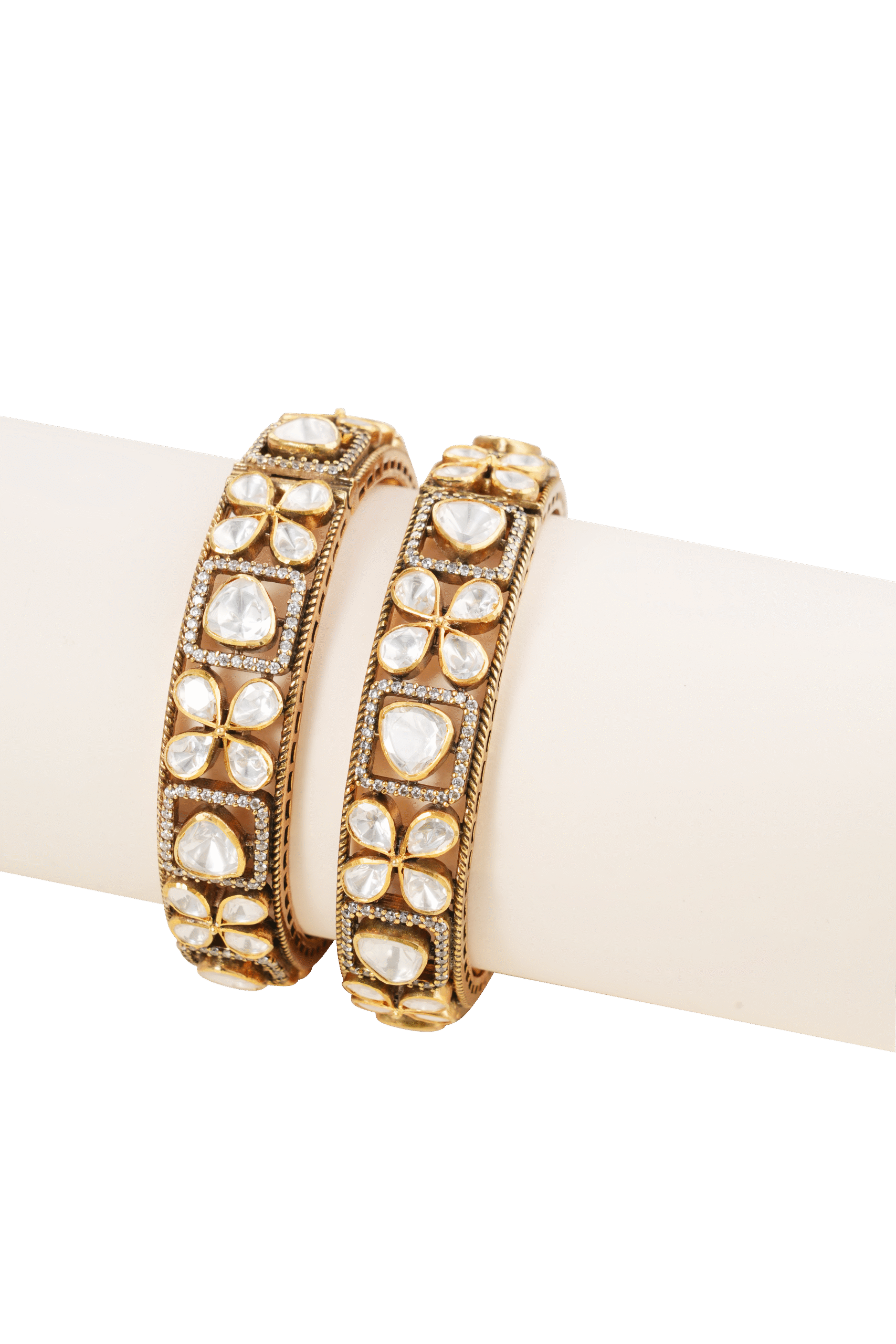 Antique Finish Polki Bangles - Image 3