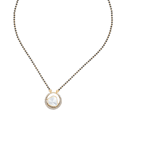 Elegant Silver Mangalsutra with Moissanite, CZ & White Semi-Precious Stone