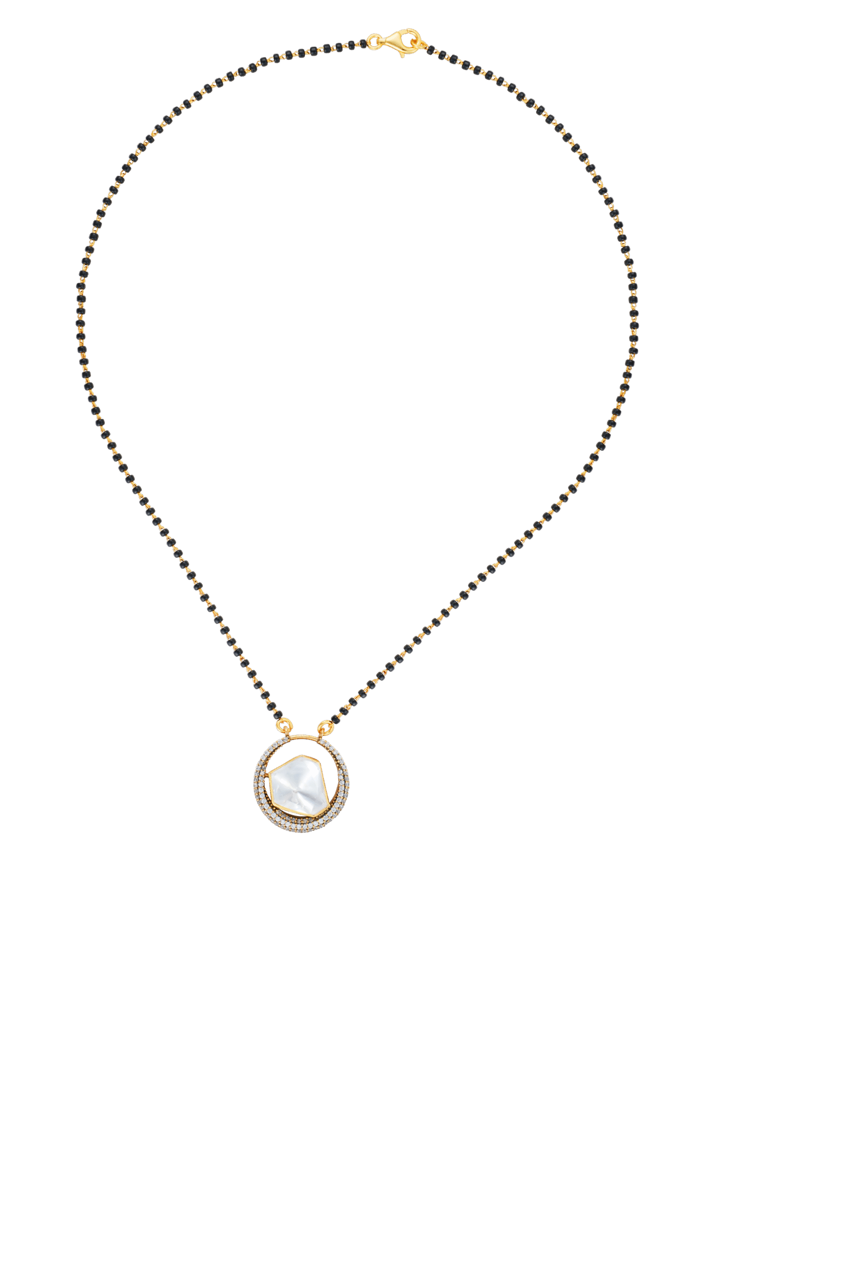 Elegant Silver Mangalsutra with Moissanite, CZ & White Semi-Precious Stone