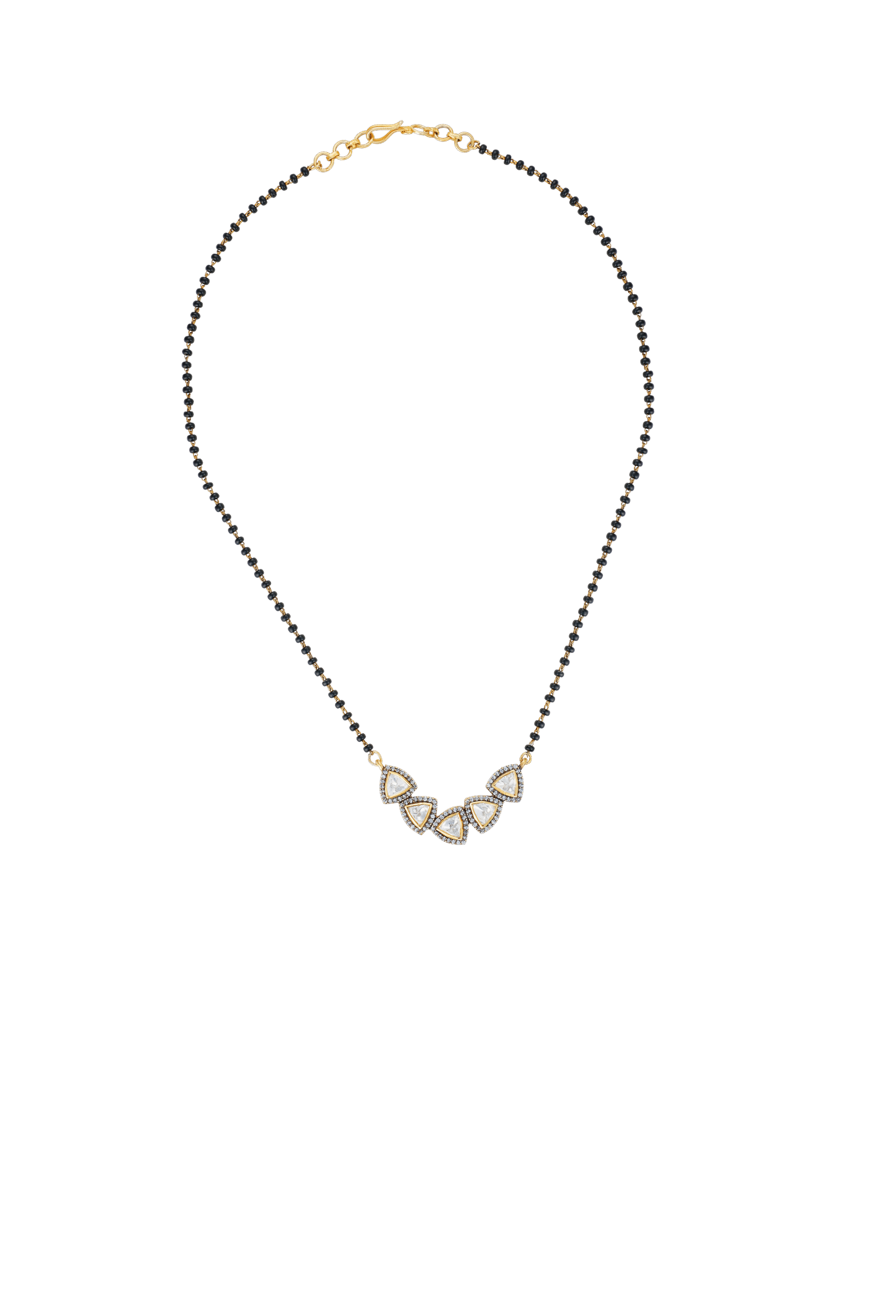 Minimal Silver Mangalsutra with Moissanite & CZ Triangle Pendant