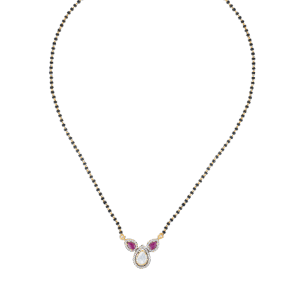 Graceful Silver Mangalsutra with Moissanite, CZ & Pink Semi-Precious Stones
