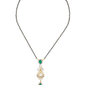 Royal Silver Mangalsutra Necklace with Moissanite, CZ & Green Semi-Precious Stones