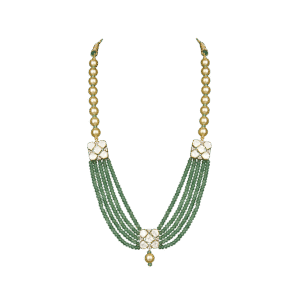 Royal Green Bead & Pearl Necklace with Heritage Stone Motifs