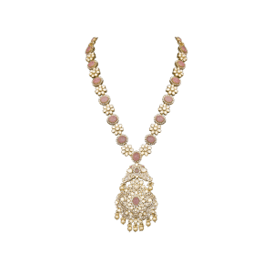 Royal Heritage Kundan Necklace with Pink Stones & Pearl Drops
