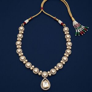 Moissanite & CZ Studded Teardrop Silver Necklace