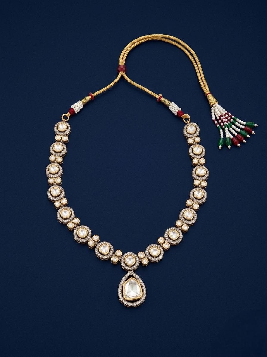 Moissanite & CZ Studded Teardrop Silver Necklace